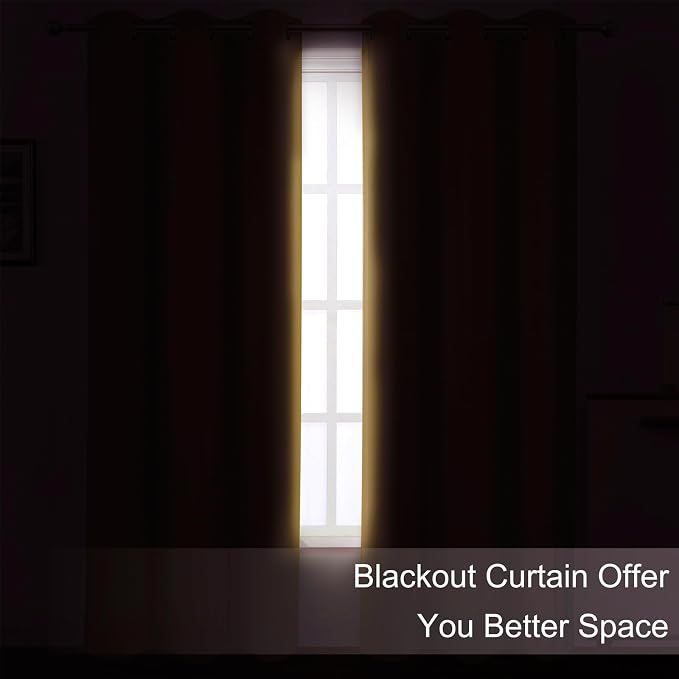 LEMOMO Blackout Curtains 42 x 63 inch/Mustard YellowCurtains Set of 2 - Image 3