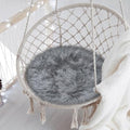 15.7 Inch Grey Mini Round Faux Fur Sheepskin Rugs Small Fluffy Circle Rug by TENNOLA