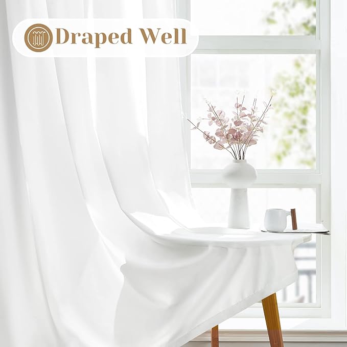 HOMEIDEAS Non-See-Through White Privacy Sheer Curtains, 52 X 45 Inches Long 2 - Image 6
