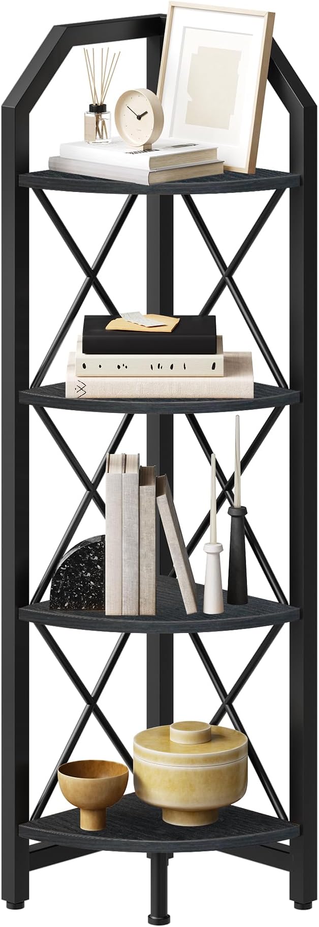 CHOEZON 4-Tier Corner Shelf, Industrial Corner Bookshelf, 47.6" Corner Storage - Image 7