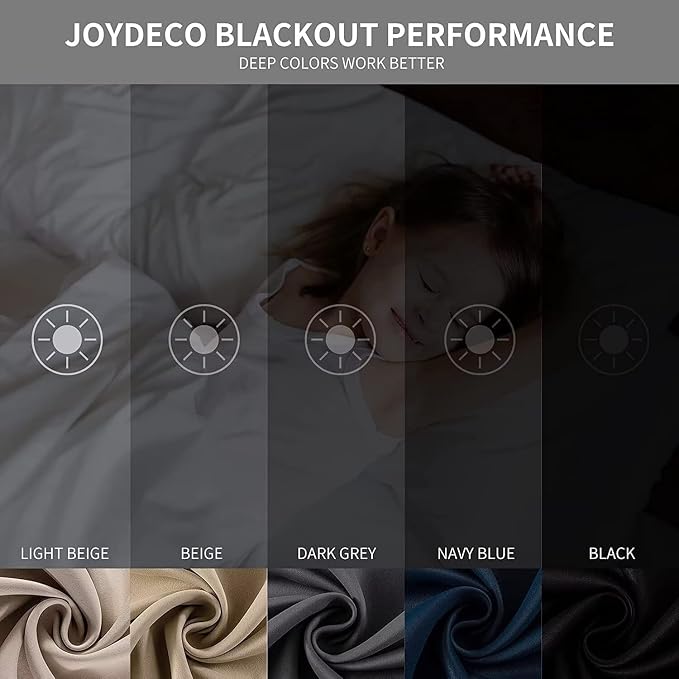 Joydeco Light Beige Custom Solid Single Blackout Curtain - Image 2