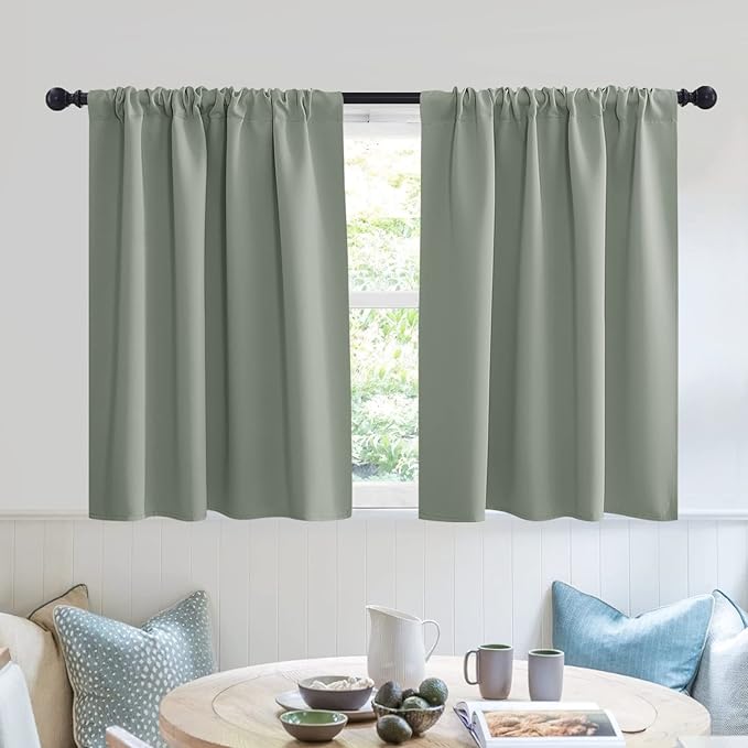 RYB HOME Blackout Bathroom Window Curtains, Short Thermal Insulated Heat by RYBHOME