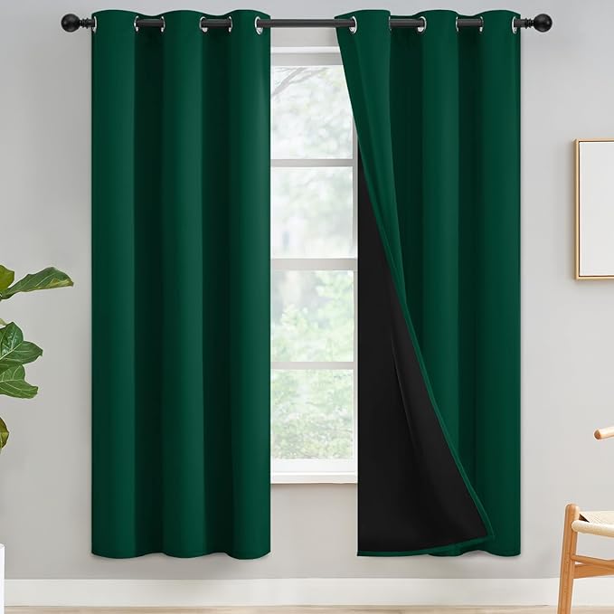 Yakamok 100% Blackout Curtains for Bedroom 72 Inch Length, Emerald Green Total by Yakamok