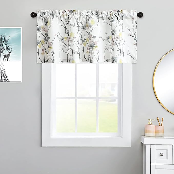 Leeva Floral Printed Valance Curtains, 52 x 18 Inches Light Filtering - Image 2
