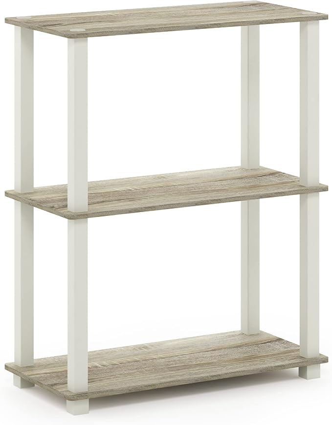 Furinno TURN-S-TUBE Storage Shelves, 3-Tier Book Shelf, Corner Shelf, Toolless - Image 4