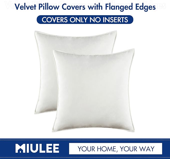 MIULEE Pure White Velvet Throw Pillow Covers 24x24 Soft Decorative Solid Square - Image 7