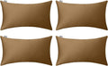 Thmyo 4-Pack 100% Cotton Lumbar Comfortable Solid Decorative Throw Pillow Case by Thmyo