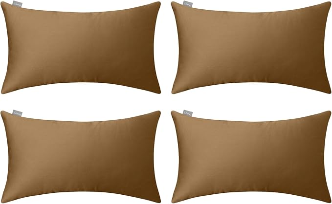 Thmyo 4-Pack 100% Cotton Lumbar Comfortable Solid Decorative Throw Pillow Case by Thmyo
