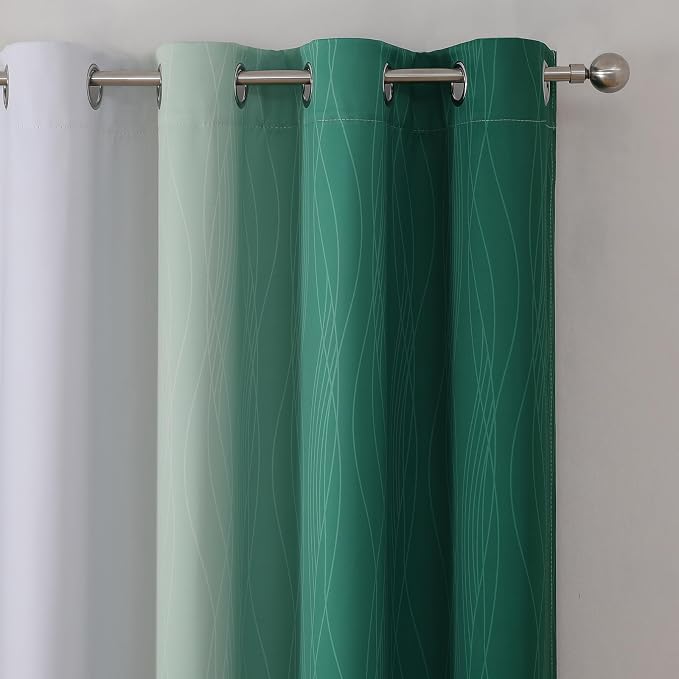 Estelar Textiler Green and Greyish White Blackout Curtains - Image 4
