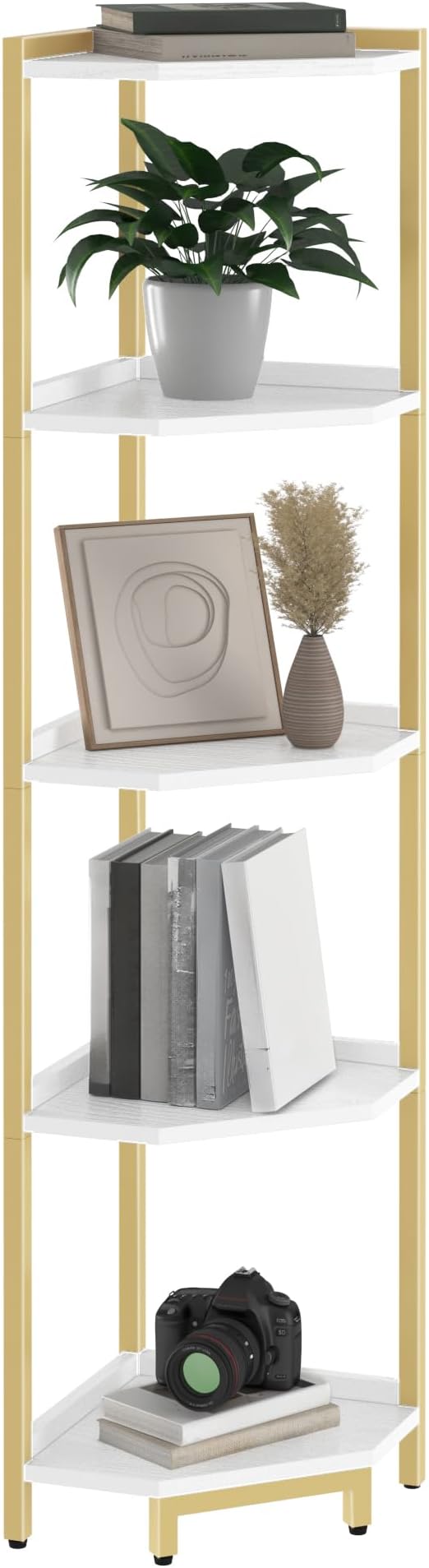 Hzuaneri Corner Shelf Stand, Corner Bookshelf, Storage Standing Shelf Unit - Image 8