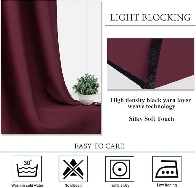 Diraysid Burgundy Blackout Curtains - Image 7