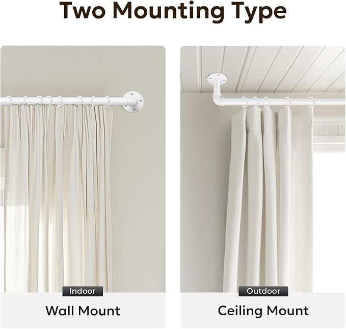Zeerobee Curtain Rods for Windows 32 to 48, 1 Inch Industrial Wrap Around White - Image 5