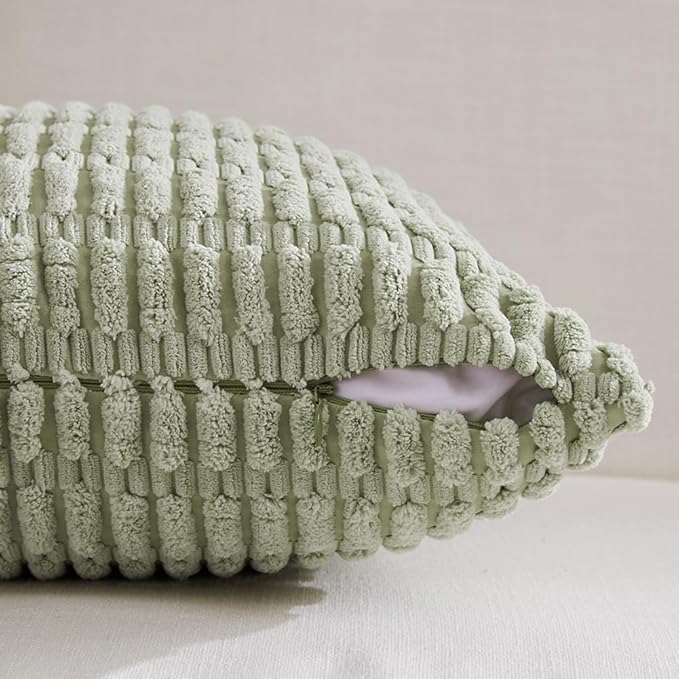 Fancy Homi 4 Packs Sage Green Decorative Throw Pillow Covers 26x26 Inch - Image 3