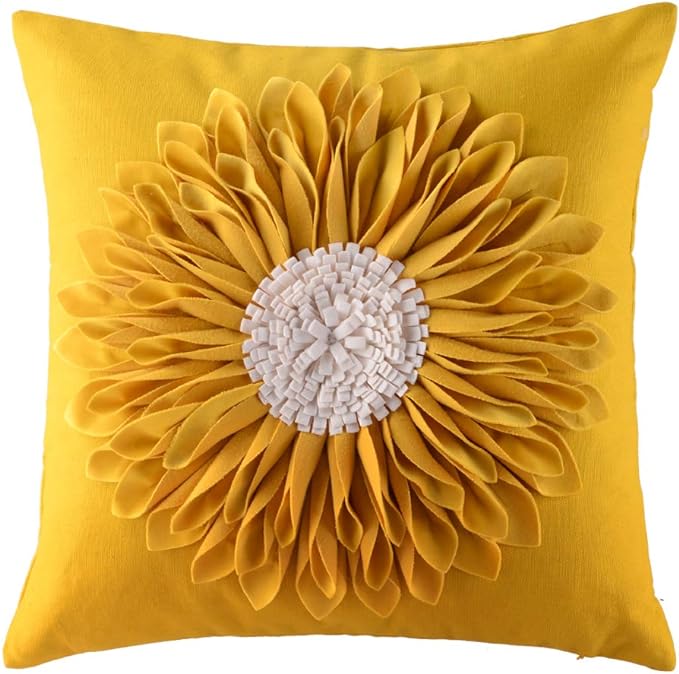 OiseauVoler 3D Sunflower Handmade Throw Pillow Covers Decorative Pillowcases by OiseauVoler