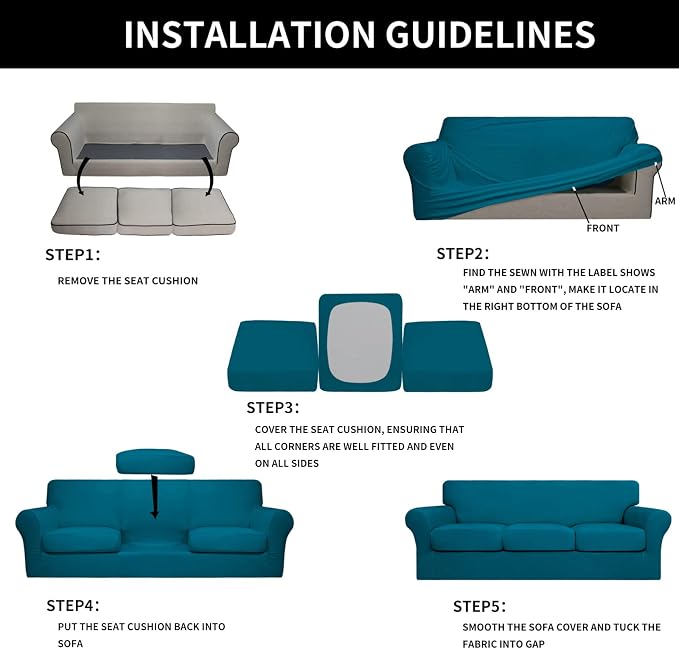 Easy-Going 4 Pieces Oversized Stretch Soft Couch Cover - Image 7