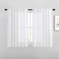 NICETOWN White Short Sheer Kitchen Curtains 45 inches Length, Linen Look Rod by NICETOWN