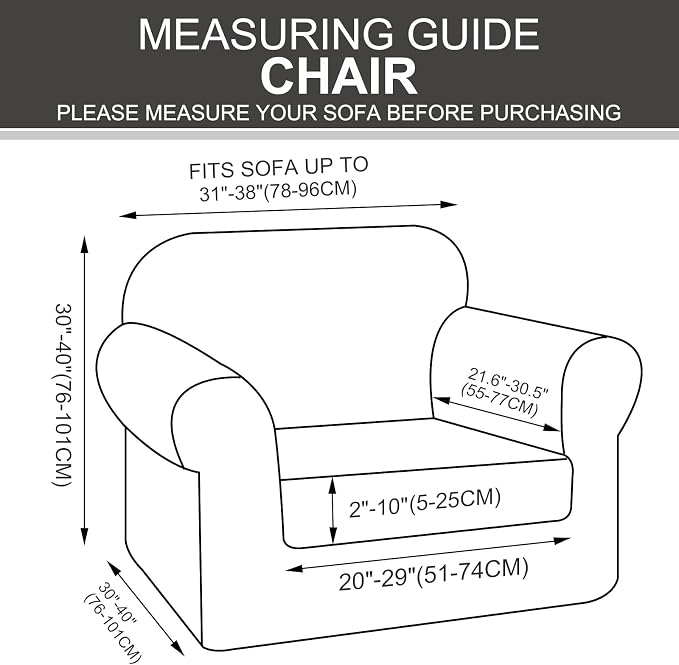 U-NICE HOME 2 Pieces Chair Covers Stretch Couch Cover Sofa Cover Washable Chair - Image 7