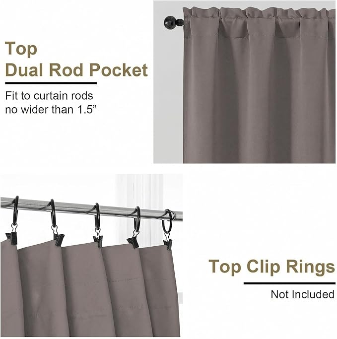 OVZME Latte Blackout Curtains for Bedroom 63 Inch Length 2 Panels, Protect - Image 4