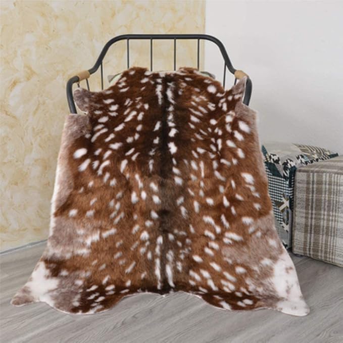 Huichenxing2021FURSTORE Faux Fur Deer Hide Rug, Animal Deer Antelope Print Skin - Image 7
