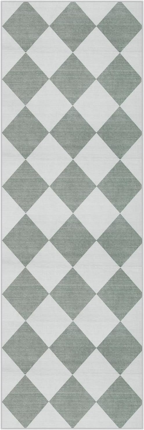 Beeiva Checkered Print Bathroom Runner Rug 2x6, Washable Non Slip Runner Rug - Image 8
