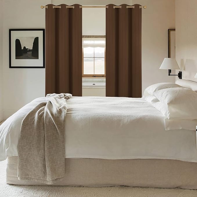 Diraysid Chocolate Brown Grommet Blackout Curtains - Image 8