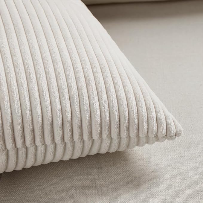 Fancy Homi 2 Packs Cream Decorative Throw Pillow Covers 20x20 Inch - Image 5