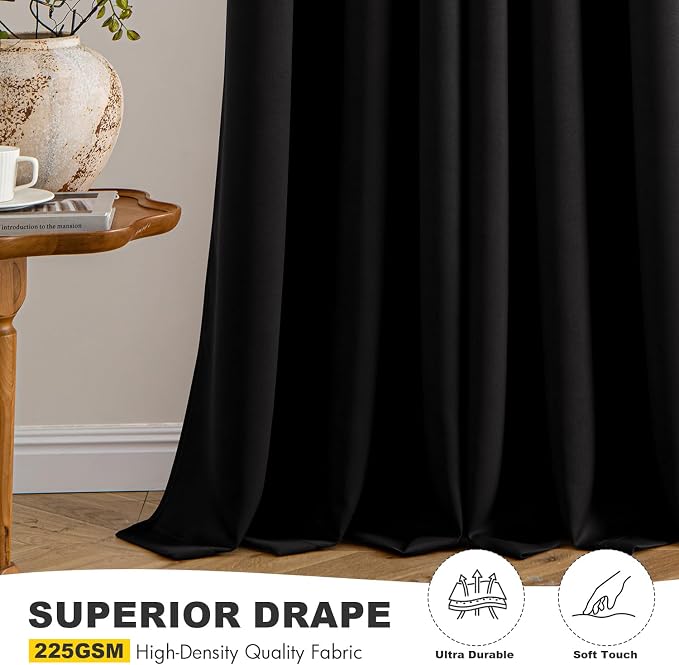 MIULEE Black Blackout Curtains for Bedroom Living Room 72 Inches Long 2 Panels - Image 5