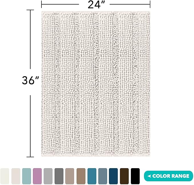 Turquoize Chenille Bath Rugs Shaggy Non Slip Mat - Image 2