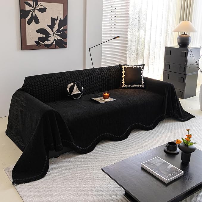 ROOMLIFE Black Sofa Cover, Vintage Boho Couch Cover by ROOMLIFE