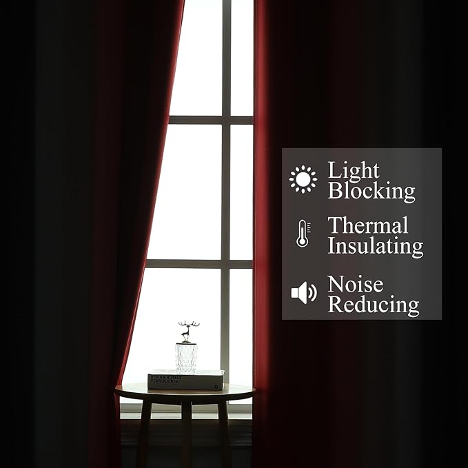 Ombre Red and Black Curtains 96 Inches Long, Total Blackout Curtains - Image 3