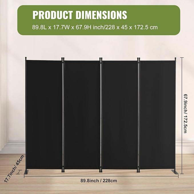 VEVOR Room Divider, 4 Panel Room Dividers and Folding Privacy Screens, Fabric - Image 7