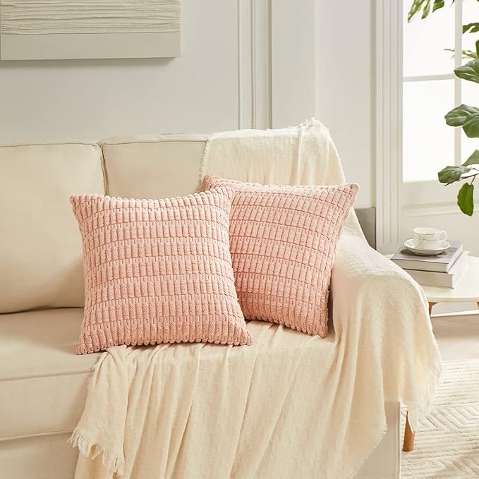 Fancy Homi 4 Packs Boho Pink Decorative Throw Pillow Covers 18x18 Inch - Image 6