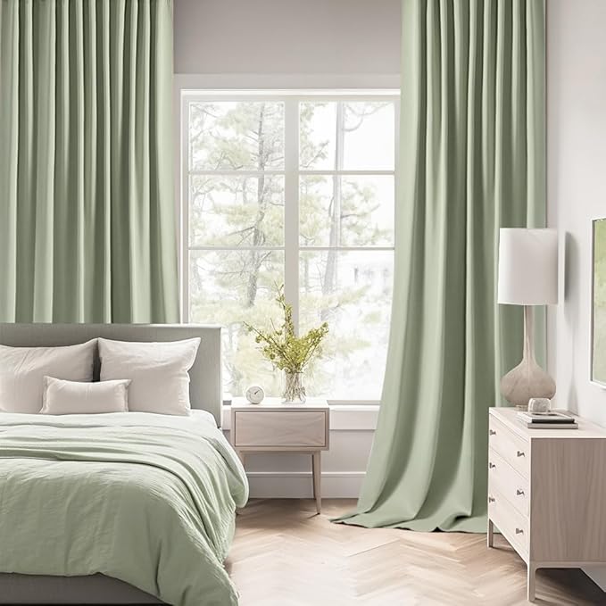MIULEE Back Tab Sage Green Curtains 102 Inch Long 2 Panels Set - Image 2