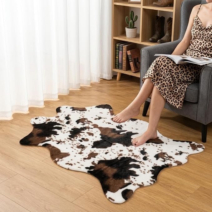 MustMat Cow Print Rug, Faux Cowhide Area Rug by MustMat
