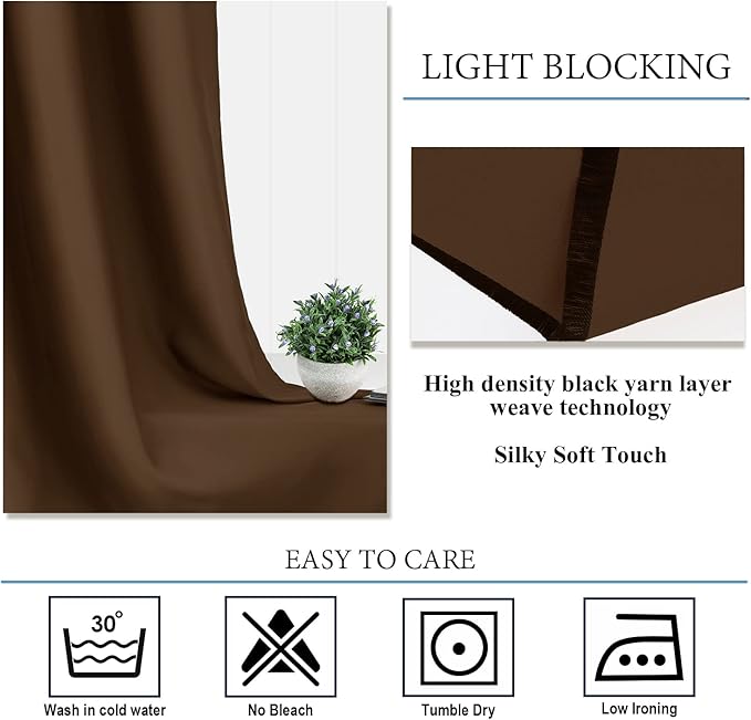 Diraysid Chocolate Brown Grommet Blackout Curtains - Image 5