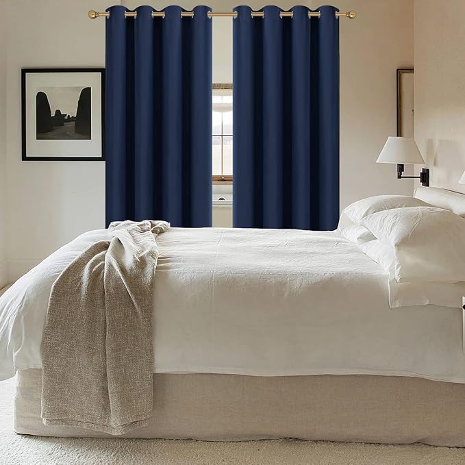 Diraysid Navy Blue Grommet Blackout Curtains - Image 5