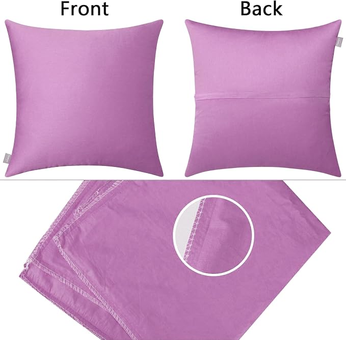 4-Pack 100% Cotton Comfortable Solid Decorative Throw Pillow Case, Thmyo Square - Image 7