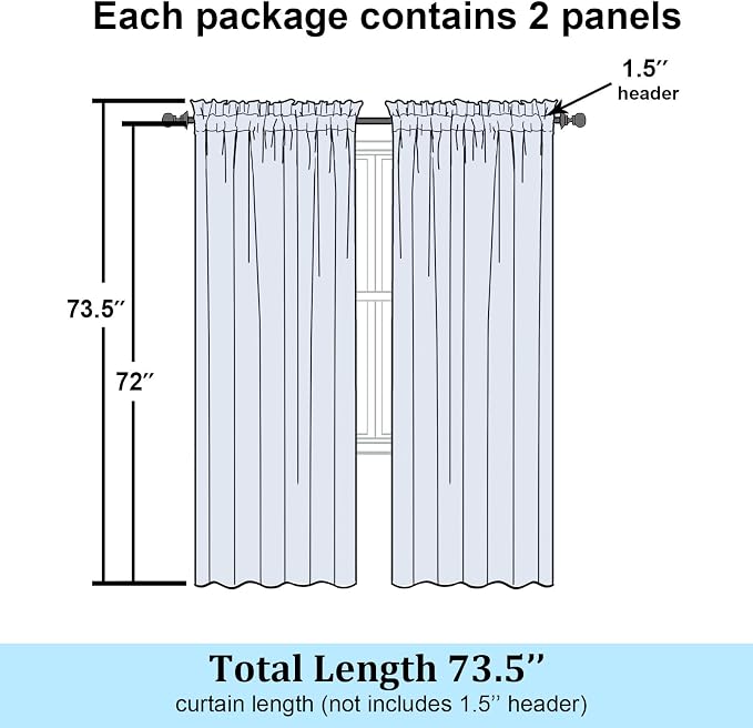 Simplebrand Lime Sheer Curtains 72 Inches Long 2 Panels - Image 8