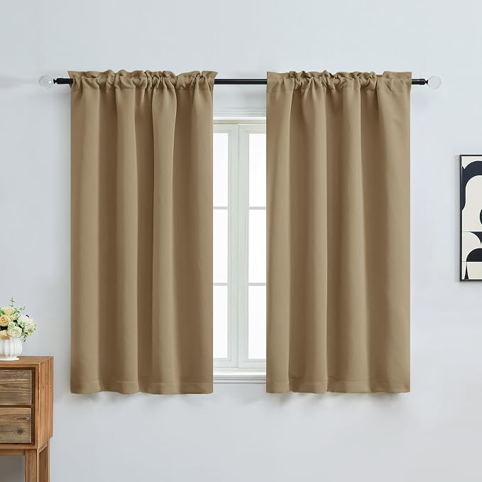 OVZME Taupe Short Blackout Curtains by OVZME