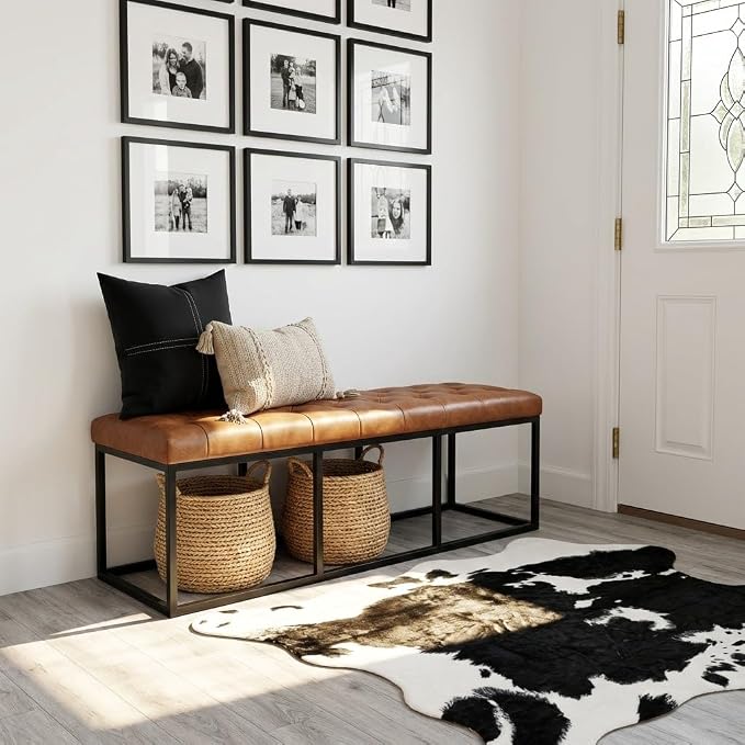 MustMat Cute Cow Print Rug Black and White Faux Cowhide Rugs Animal Printed - Image 5