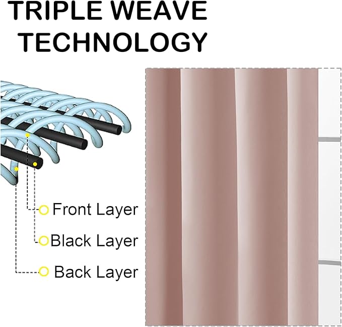 OVZME Blush Pink Blackout Curtains - Image 3