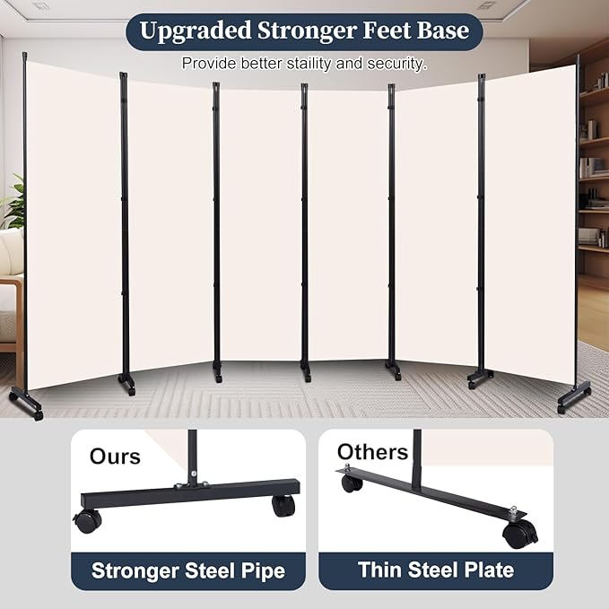 Room Divider Folding Privacy Screens W/Lockable Wheels - Image 2