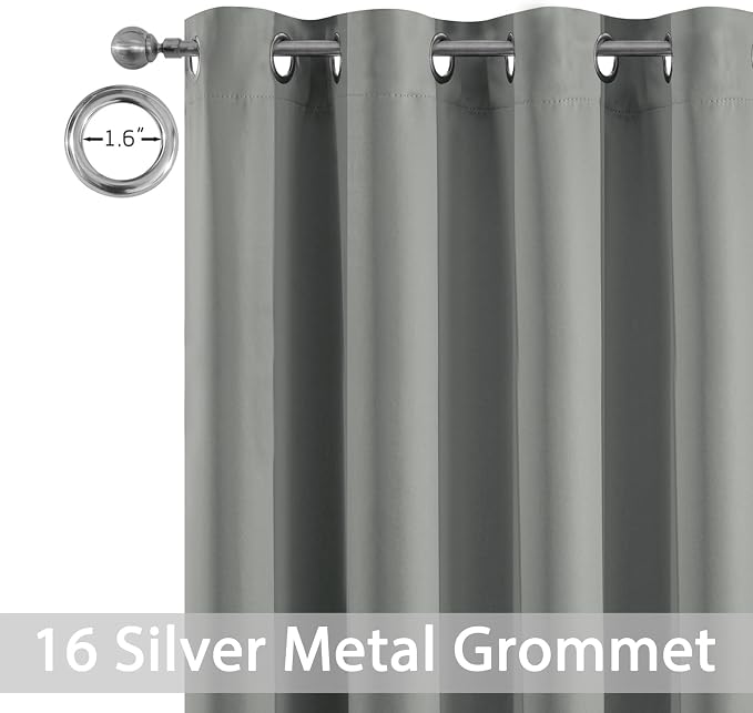 Yakamok Wide Thermal Blackout Patio Door Curtain Panel, Dove Grey Grommet - Image 2