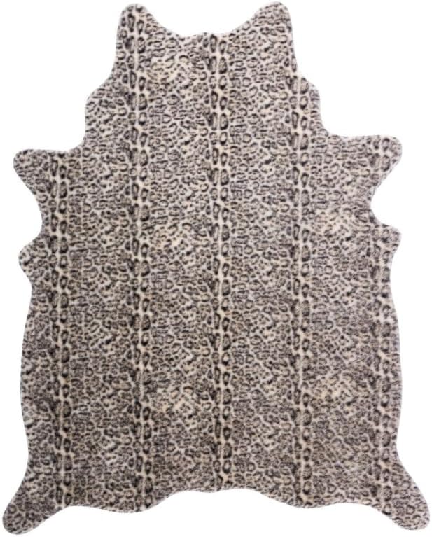 Faux Cheetah Leopard Print Rug, Fluffy Cowhide Rug 5.2x6.2 Animal Print Skin by WARMHAVEN