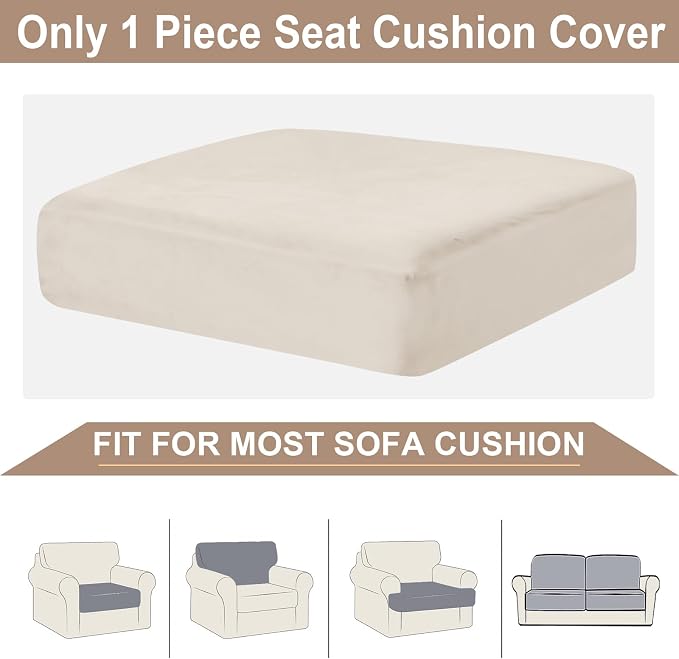 NAISI Couch Cushion Covers 1 Piece Velvet Stretch Sofa Seat Covers or Backrest - Image 6