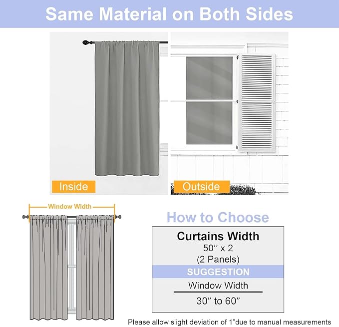 Simplebrand Light Grey Blackout Curtains - Image 8