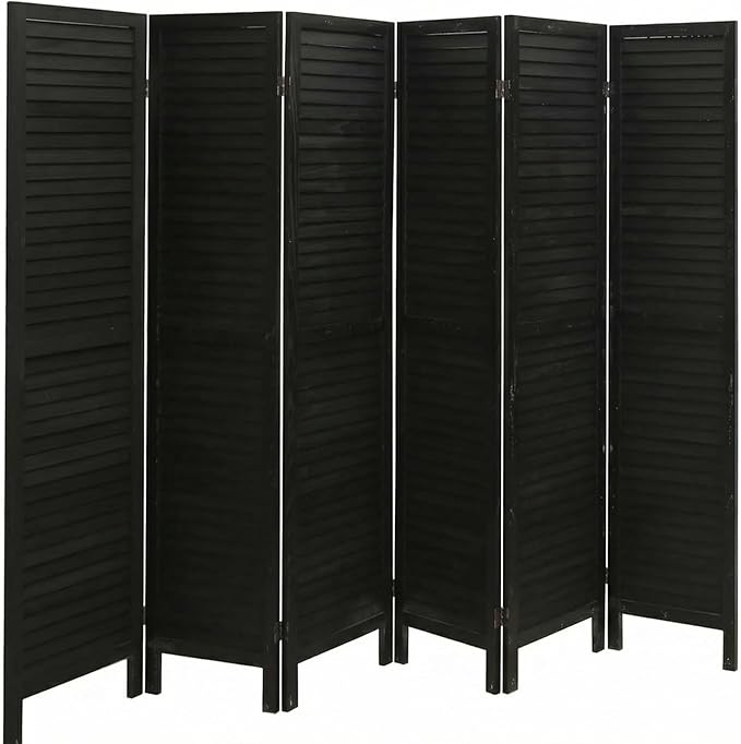 Bluecat 6 Panel Room Divider, Freestanding Solid Wood Partition Wall by Unknown