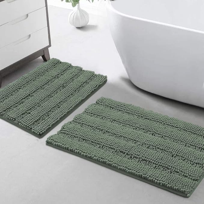Turquoize Chenille Bathroom Rugs Set Non-Slip Bath Mats by Turquoize