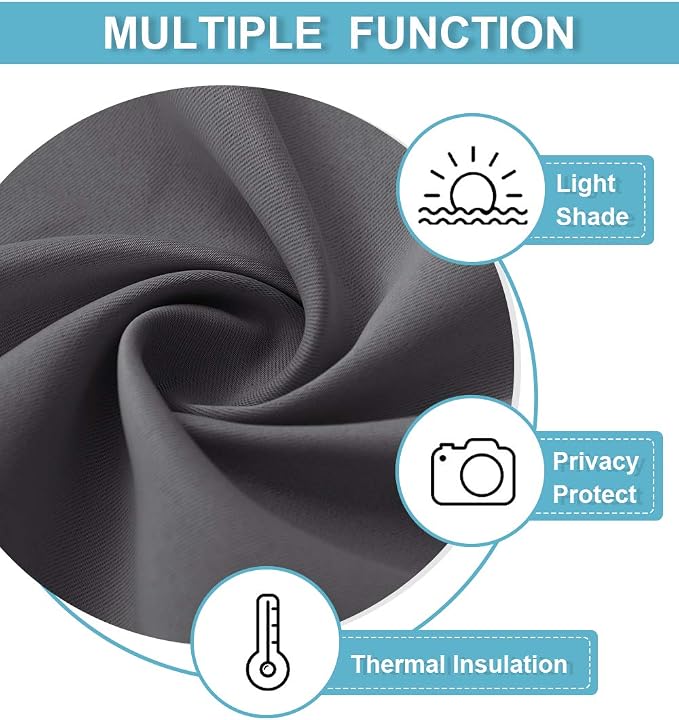 RYB HOME Grey Curtains Extra Long, Thermal Insulated Curtain Panels - Image 6