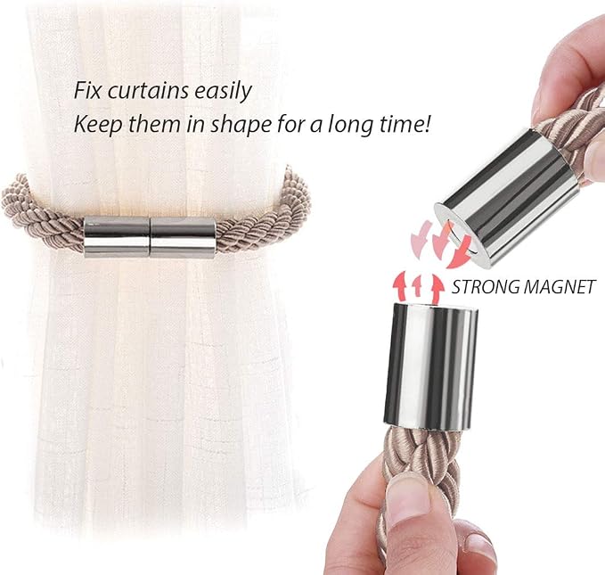 NICEEC 4 Pack Strong Magnetic Curtain Tiebacks Modern Simple Style Drape Tie - Image 4